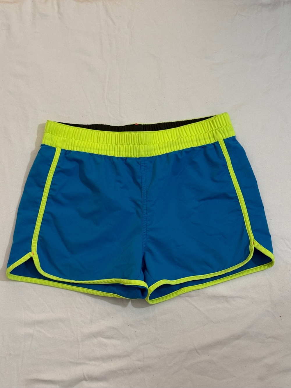 Kavu Blue Athletic Shorts with Neon Yellow Trim